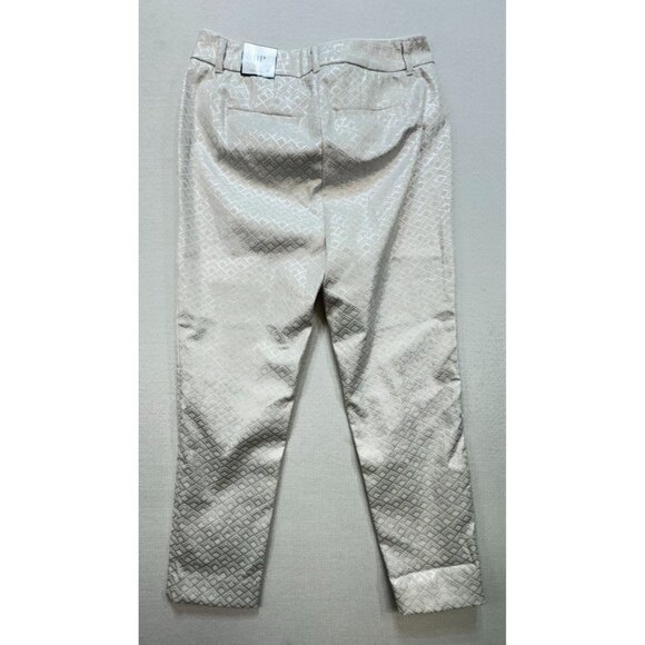 White House Black Market Womens Slim Ankle Pants Size 0P White Geo Metallic NWT - Picture 12 of 14